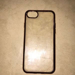 A clear case with gold lining